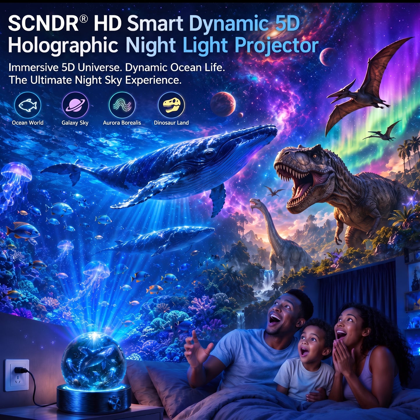 🎁🎁SCNDR® 360° Smart Holographic Projector (HD Smart Dynamic 5D)