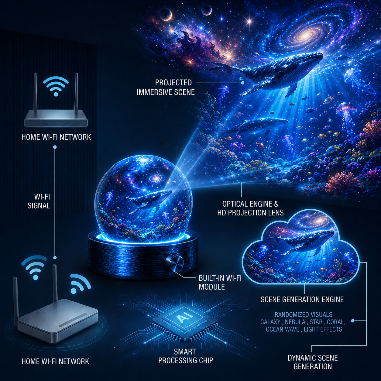 🎁🎁SCNDR® 360° Smart Holographic Projector (HD Smart Dynamic 5D)