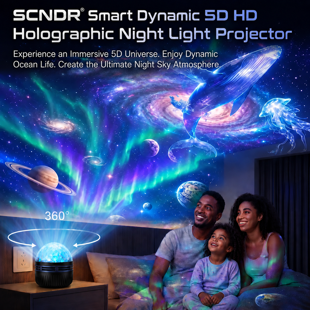 Official Store | 🎁🎁 SCNDR® 360° Smart Holographic Starry Sky Projector (HD Smart Dynamic 5D)
