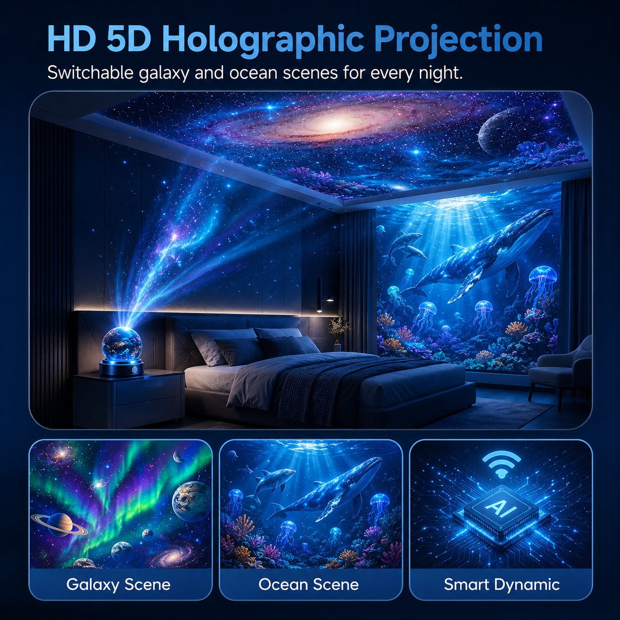 🎁🎁SCNDR® 360° Smart Holographic Projector (HD Smart Dynamic 5D)