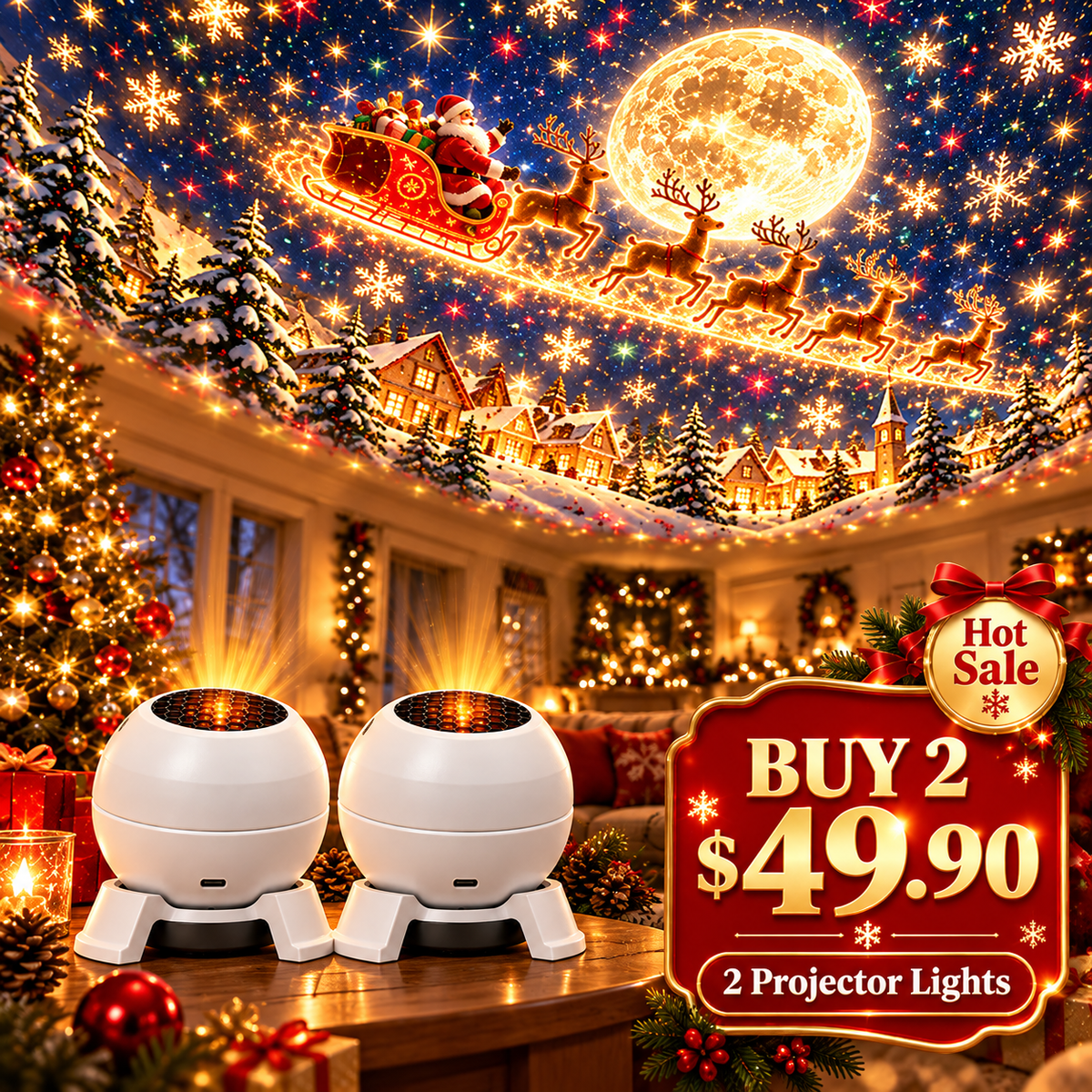 💡 Turn Any Room Into a Christmas Wonderland – Holiday Projection Night Light