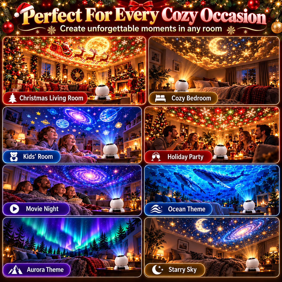 💡 Turn Any Room Into a Christmas Wonderland – Holiday Projection Night Light