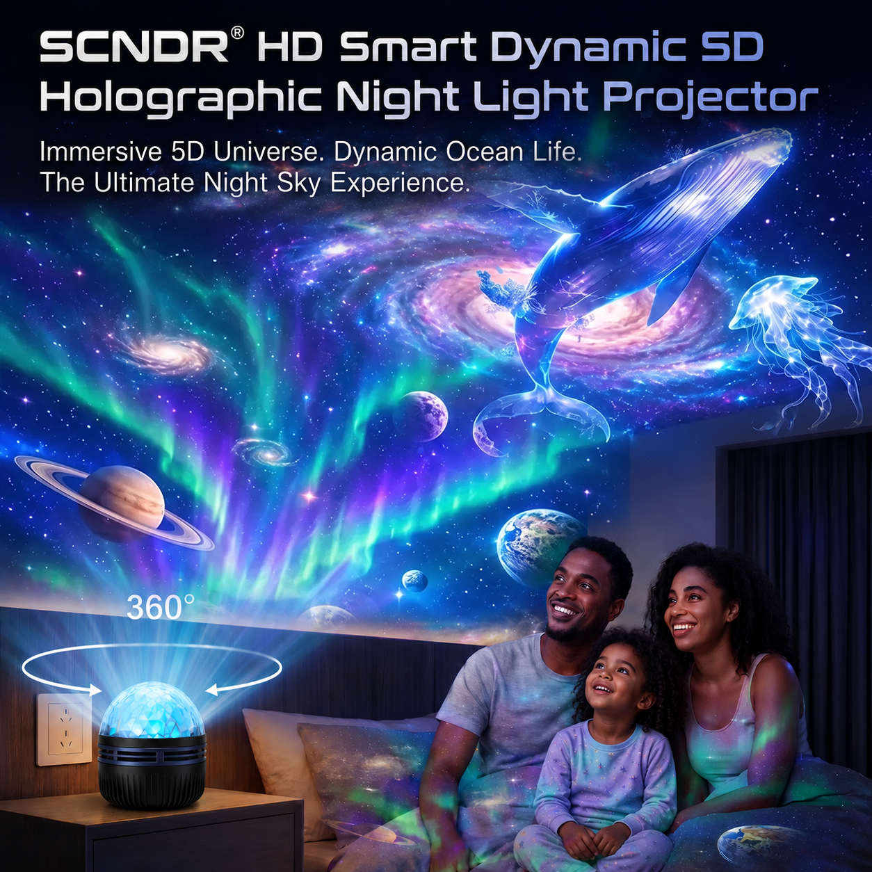 Official Store | 💕🎁 SCNDR® 360° Smart Holographic Starry Sky Projector (HD Smart Dynamic 5D)